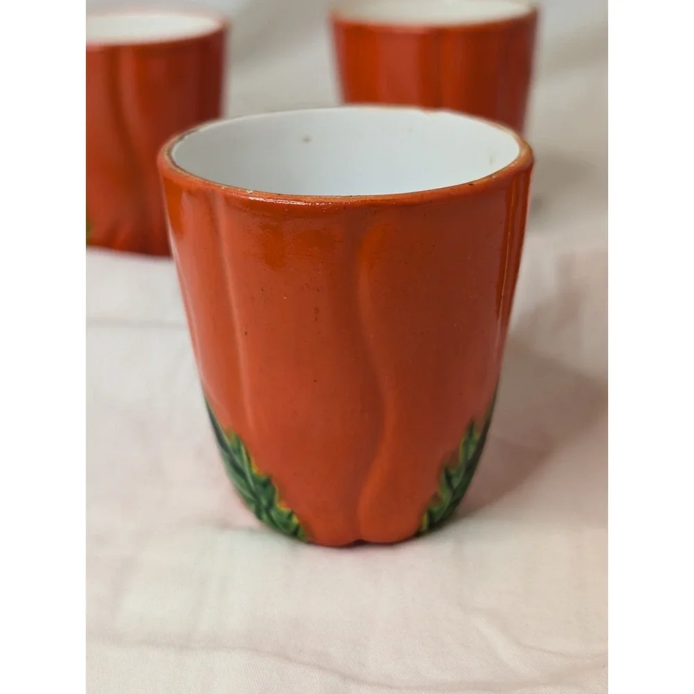 Trompe l'Oeil Hollywood Regency Tomato Pitcher And 4‎ Cups 1940s Boho Chic
